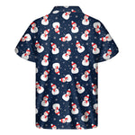 Xmas Snowman Pattern Print Men's Short Sleeve Shirt