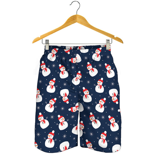 Xmas Snowman Pattern Print Men's Shorts