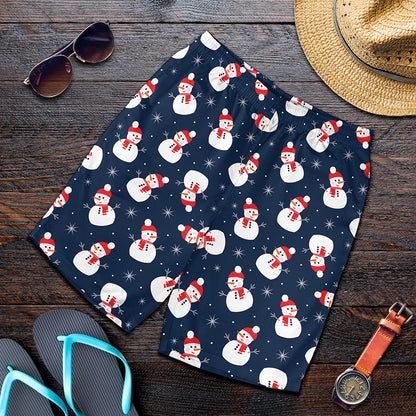 Xmas Snowman Pattern Print Men's Shorts