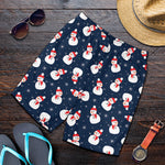 Xmas Snowman Pattern Print Men's Shorts