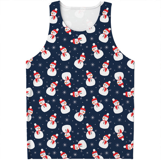 Xmas Snowman Pattern Print Men's Tank Top