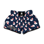 Xmas Snowman Pattern Print Muay Thai Boxing Shorts