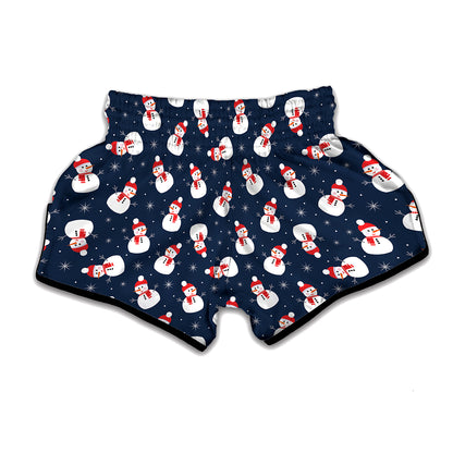 Xmas Snowman Pattern Print Muay Thai Boxing Shorts