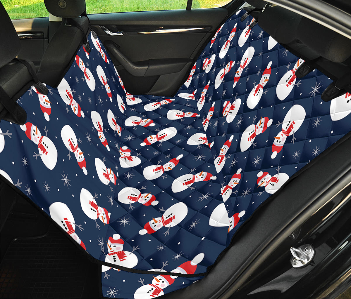 Xmas Snowman Pattern Print Pet Car Back Seat Cover