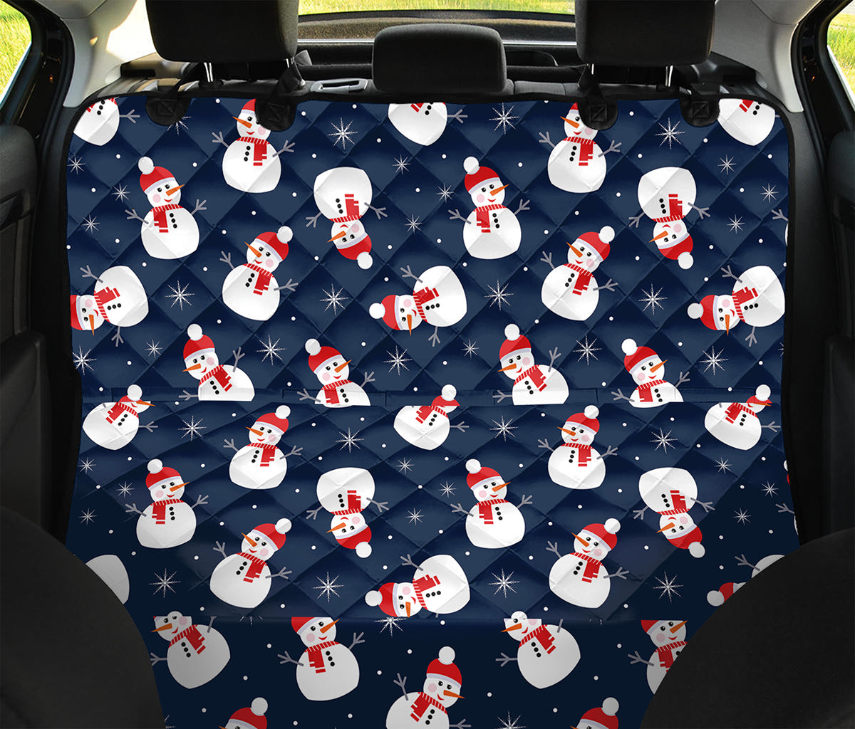 Xmas Snowman Pattern Print Pet Car Back Seat Cover