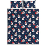 Xmas Snowman Pattern Print Quilt Bed Set