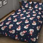 Xmas Snowman Pattern Print Quilt Bed Set