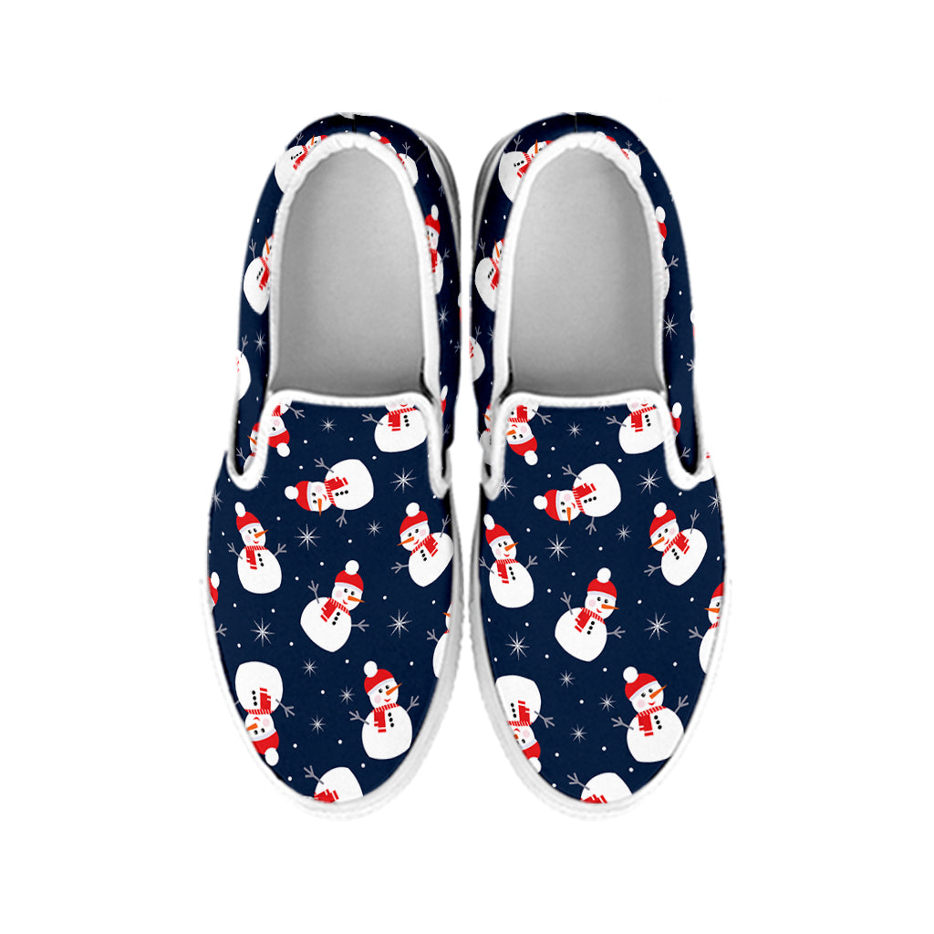 Xmas Snowman Pattern Print White Slip On Shoes