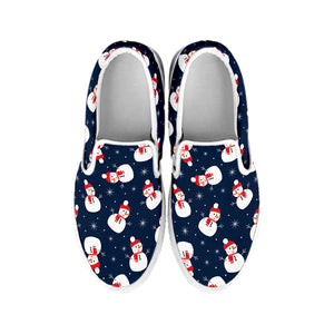 Xmas Snowman Pattern Print White Slip On Shoes