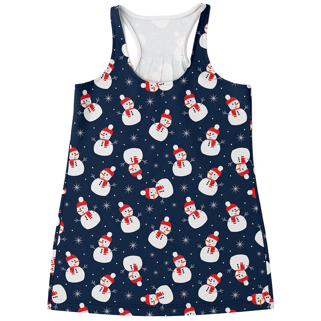 Xmas Snowman Pattern Print Women's Racerback Tank Top