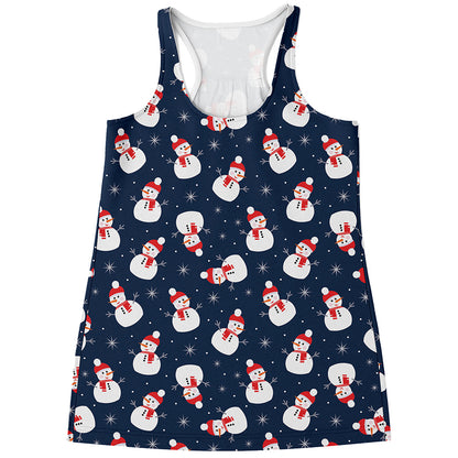 Xmas Snowman Pattern Print Women's Racerback Tank Top