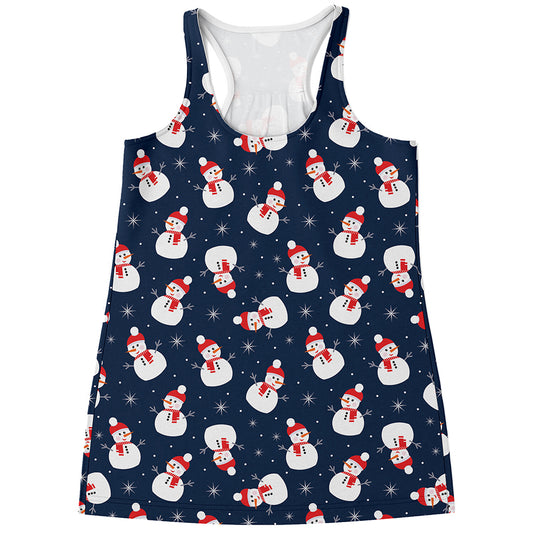Xmas Snowman Pattern Print Women's Racerback Tank Top