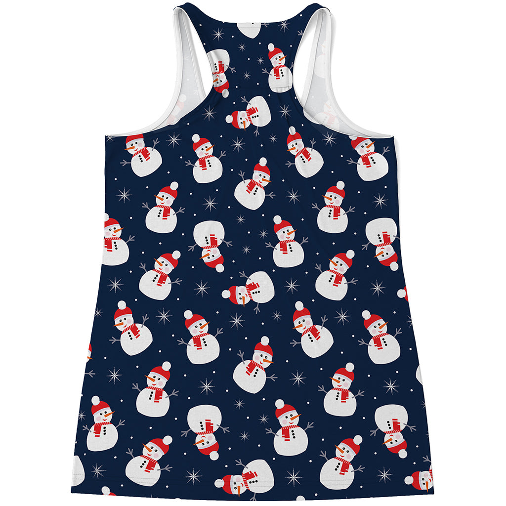 Xmas Snowman Pattern Print Women's Racerback Tank Top