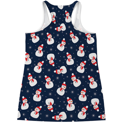 Xmas Snowman Pattern Print Women's Racerback Tank Top