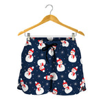 Xmas Snowman Pattern Print Women's Shorts