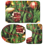 Xmas Tree Print 3 Piece Bath Mat Set