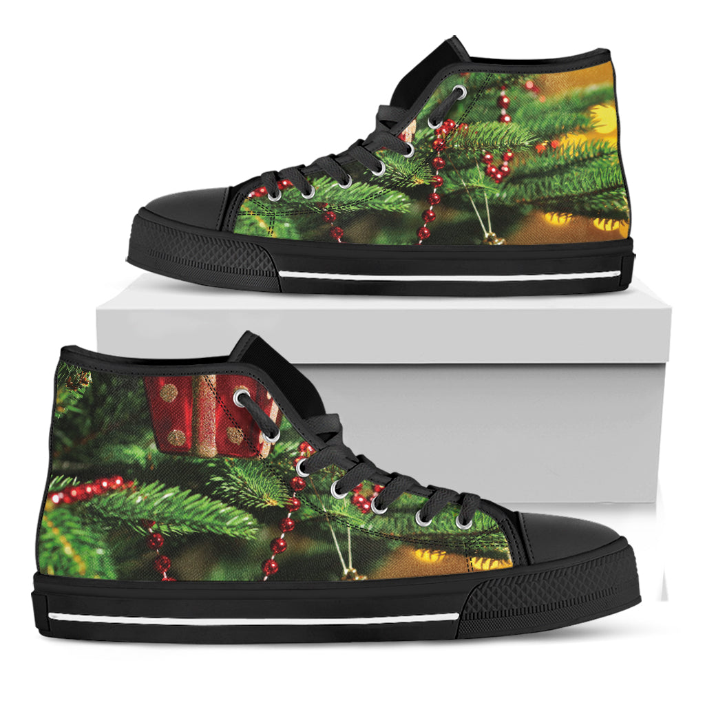 Xmas Tree Print Black High Top Shoes