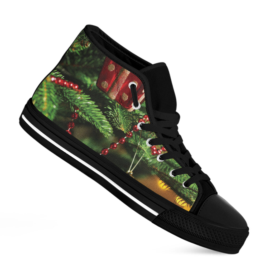 Xmas Tree Print Black High Top Shoes