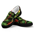 Xmas Tree Print Black Slip On Sneakers