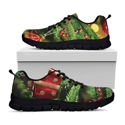 Xmas Tree Print Black Sneakers