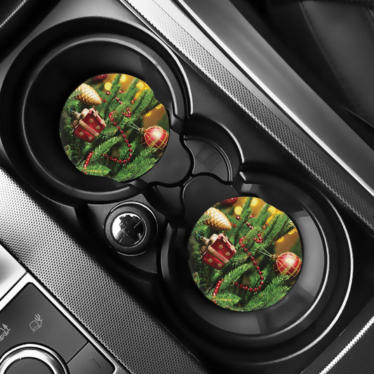Xmas Tree Print Car Coasters