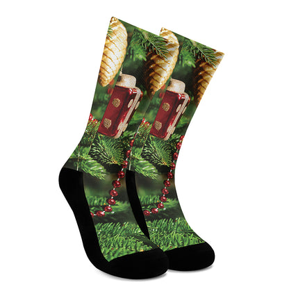 Xmas Tree Print Crew Socks