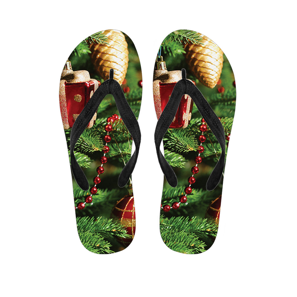 Xmas Tree Print Flip Flops