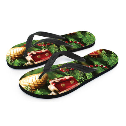 Xmas Tree Print Flip Flops