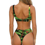 Xmas Tree Print Front Bow Tie Bikini