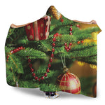 Xmas Tree Print Hooded Blanket