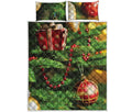Xmas Tree Print Quilt Bed Set