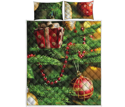 Xmas Tree Print Quilt Bed Set