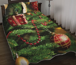 Xmas Tree Print Quilt Bed Set