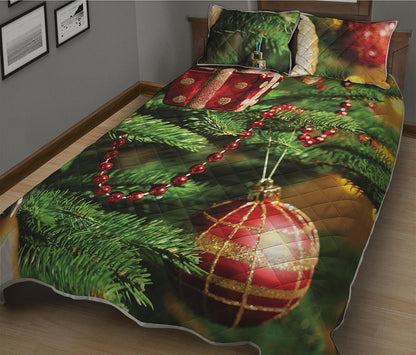 Xmas Tree Print Quilt Bed Set