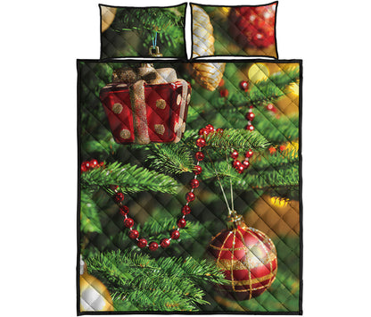 Xmas Tree Print Quilt Bed Set