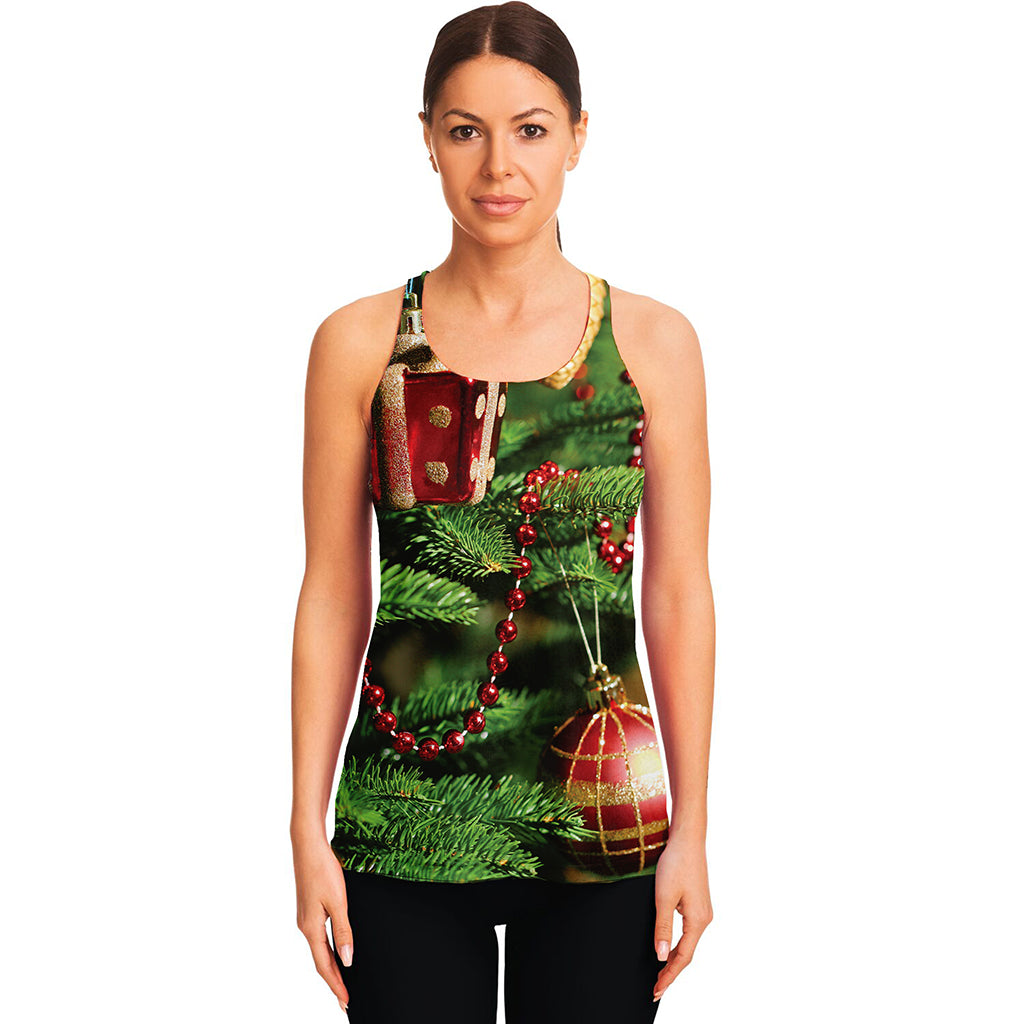 Xmas Tree Print Women's Racerback Tank Top