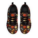 Yarn And Needle Pattern Print Black Sneakers