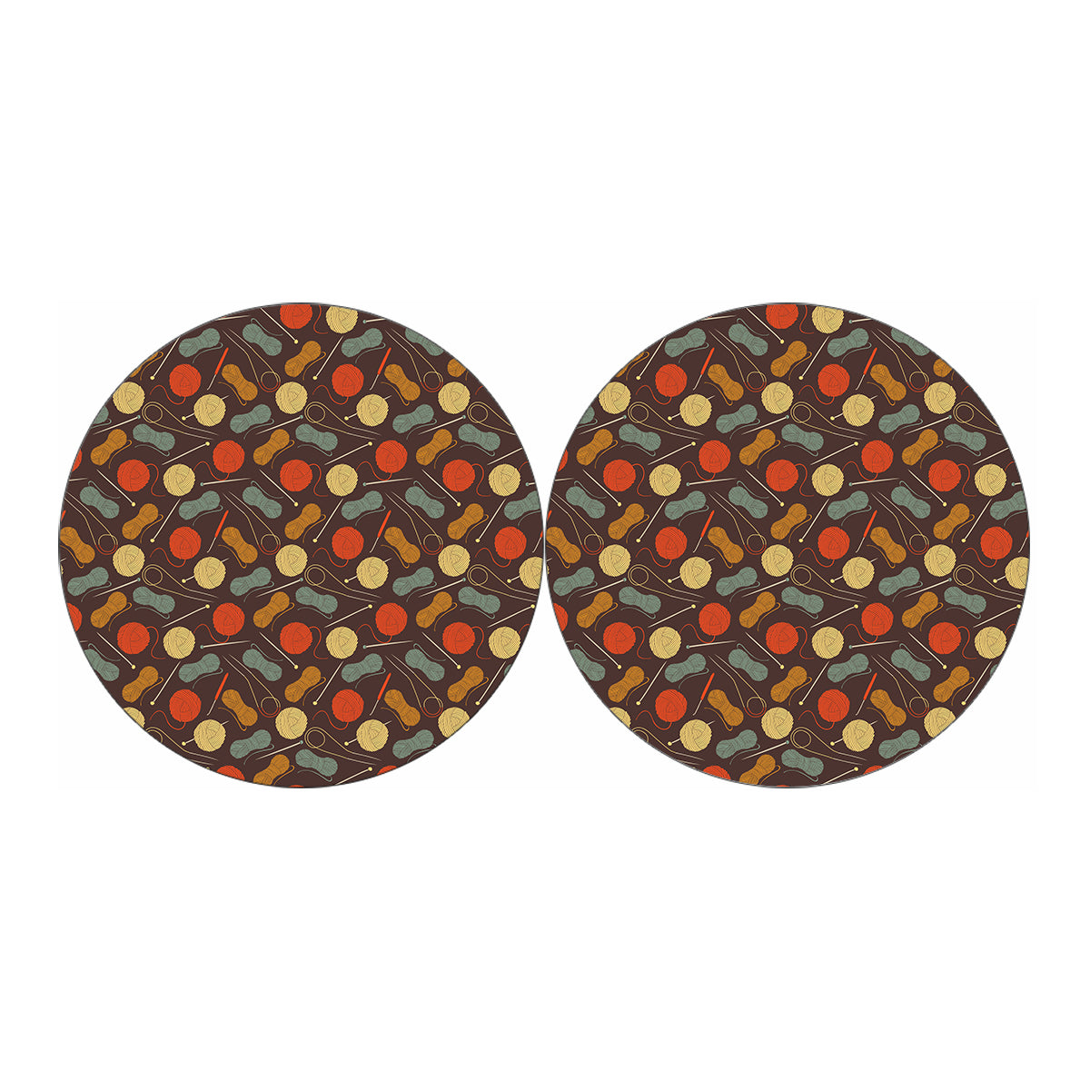 Yarn And Needle Pattern Print Car Coasters