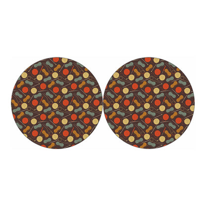 Yarn And Needle Pattern Print Car Coasters
