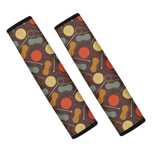 Yarn And Needle Pattern Print Car Seat Belt Covers
