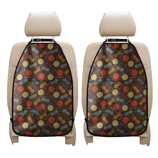 Yarn And Needle Pattern Print Car Seat Organizers