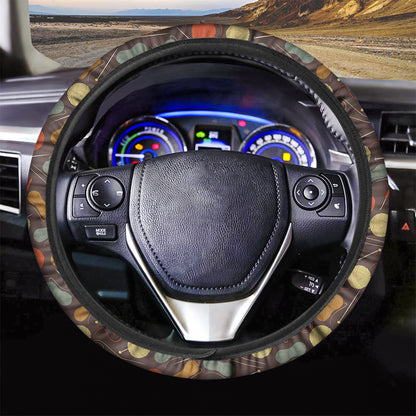 Yarn And Needle Pattern Print Car Steering Wheel Cover