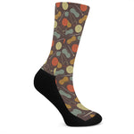 Yarn And Needle Pattern Print Crew Socks