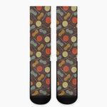 Yarn And Needle Pattern Print Crew Socks
