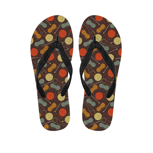 Yarn And Needle Pattern Print Flip Flops
