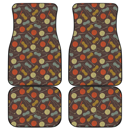 Yarn And Needle Pattern Print Front and Back Car Floor Mats