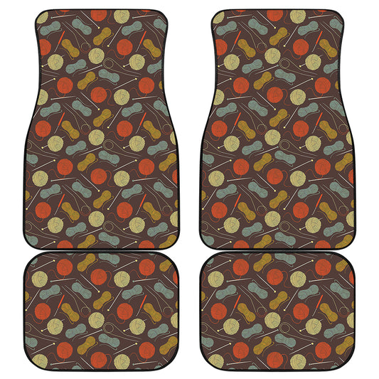 Yarn And Needle Pattern Print Front and Back Car Floor Mats