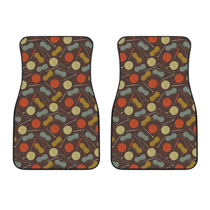 Yarn And Needle Pattern Print Front Car Floor Mats