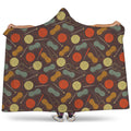 Yarn And Needle Pattern Print Hooded Blanket