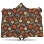 Yarn And Needle Pattern Print Hooded Blanket